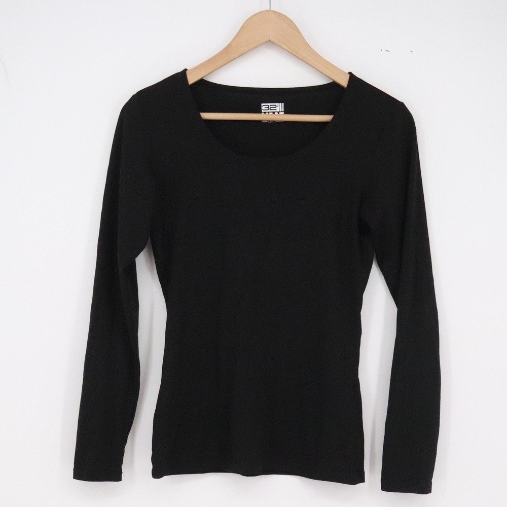 32 Degrees Heat Top Womens S Long Sleeve Scoop Neck Black Thermal Excellent
